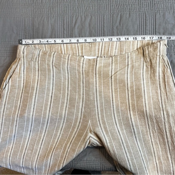 J Jill Womens L Linen Blend Striped Pants Cropped Wide Leg - Picture 6 of 12